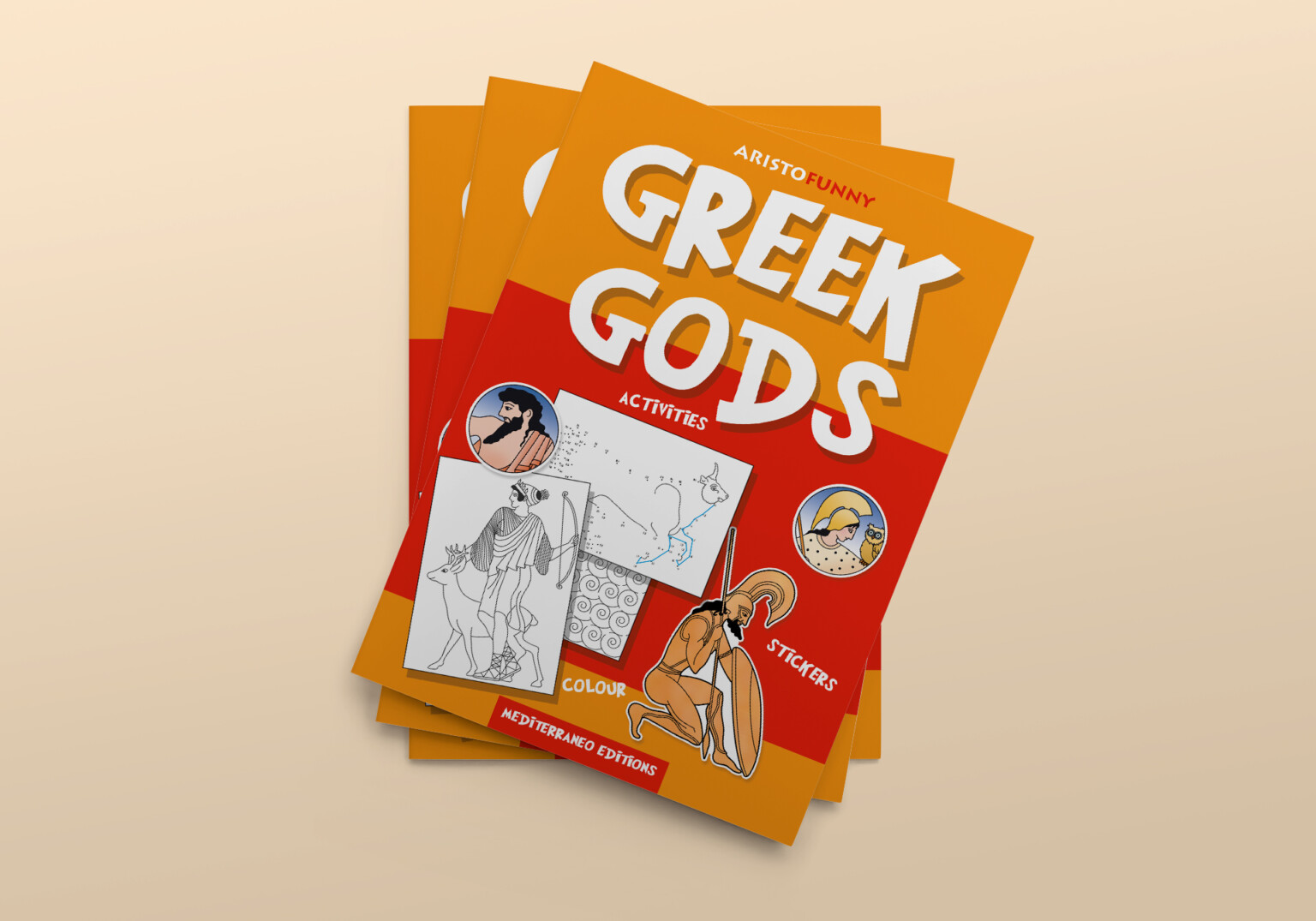 Kids activities book with ancient Greek Gods Mediterraneo