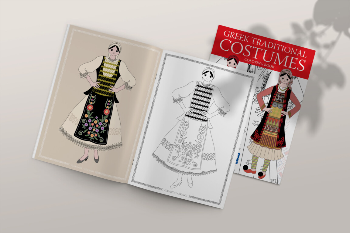 coloring book greek traditional costumes