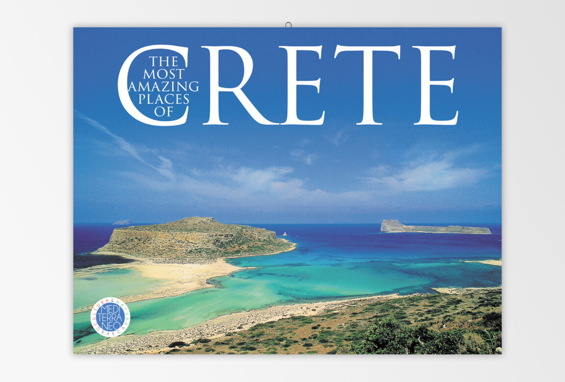 Crete travel poster with scenic coastline view