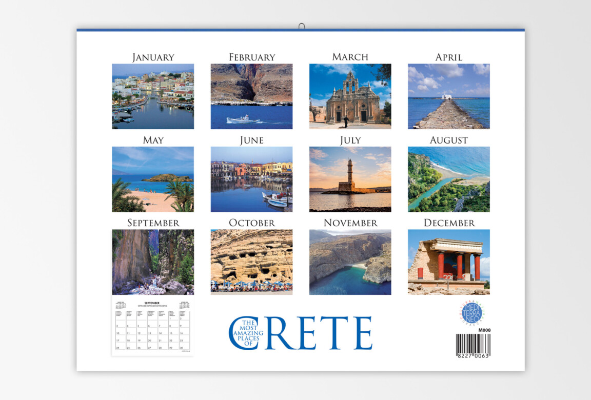 2023 wall calendar with scenic Crete locations.