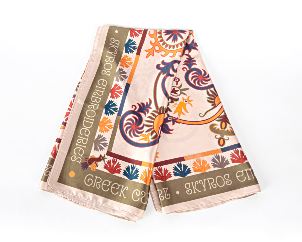 folk art skyros embroideries chiffon scarf