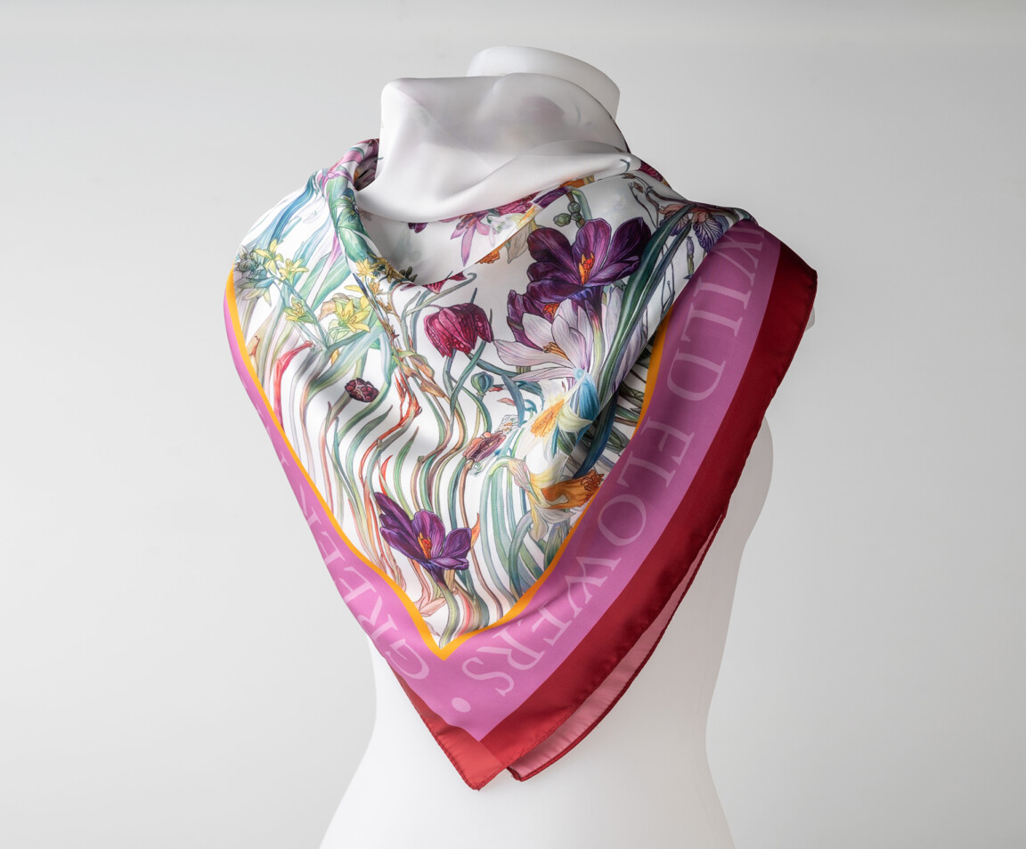 greek wild flowers chiffon scarf