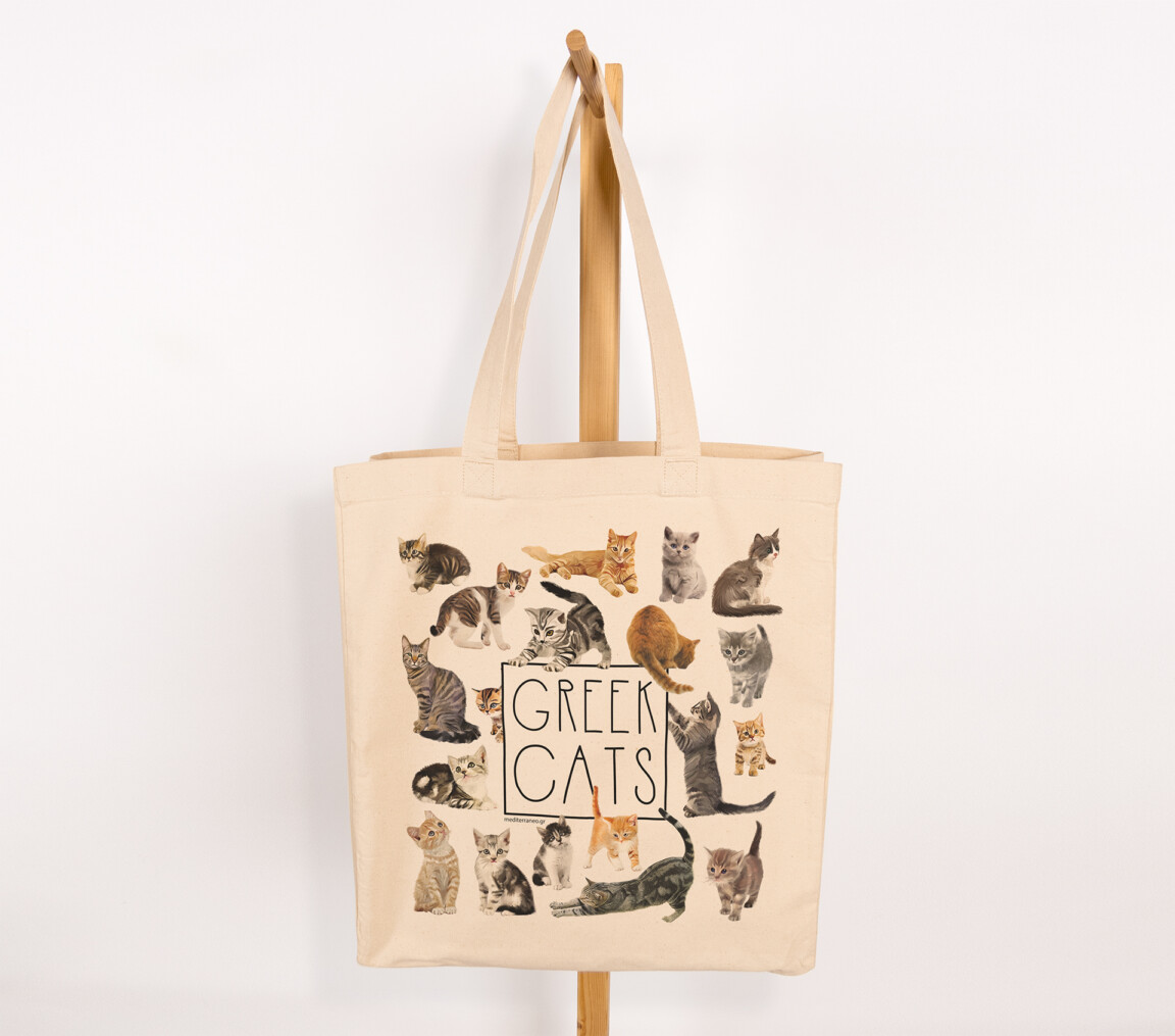 greek cats canvas bag