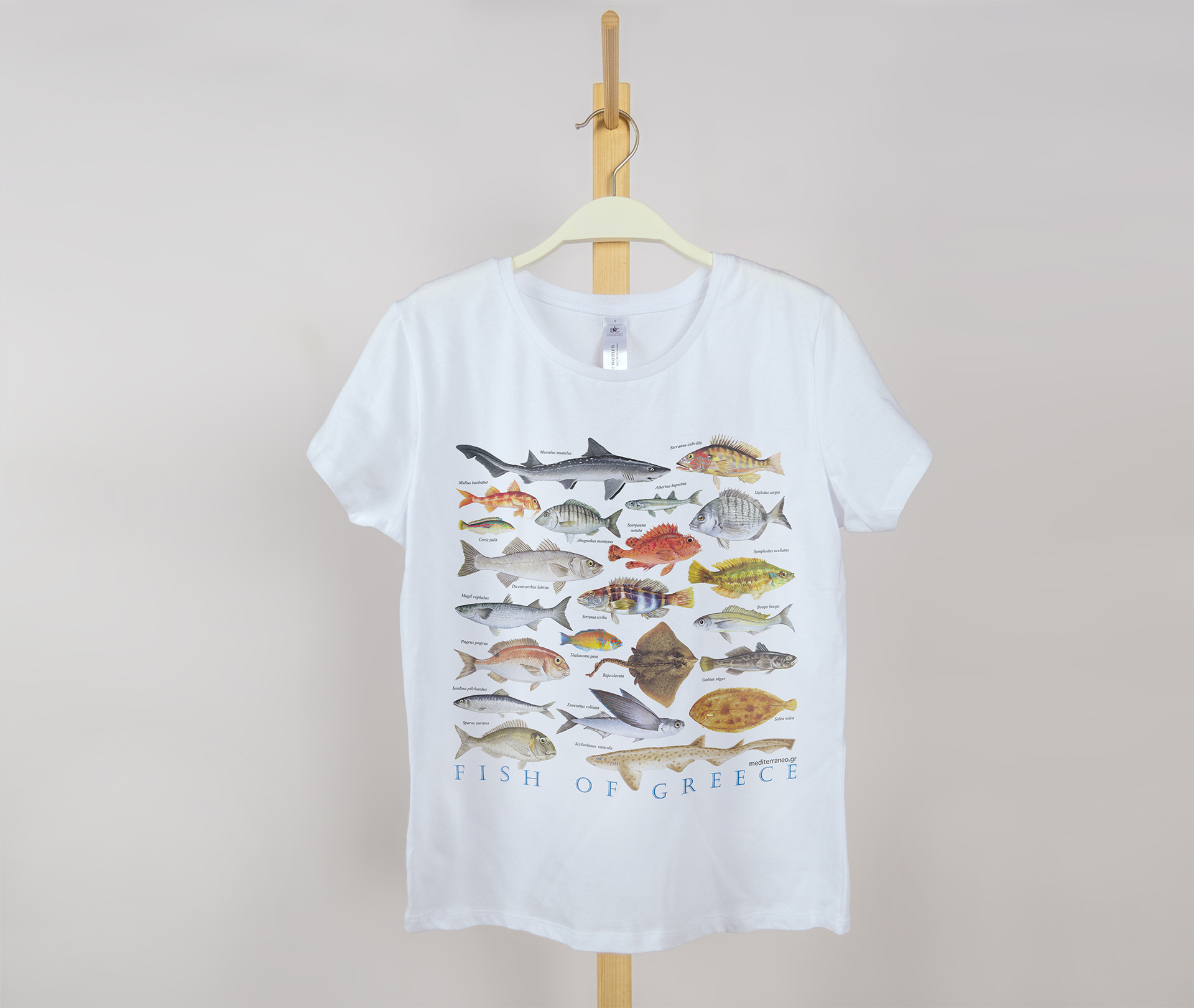 Women T-shirt with fish of Greece print by Mediterraneo