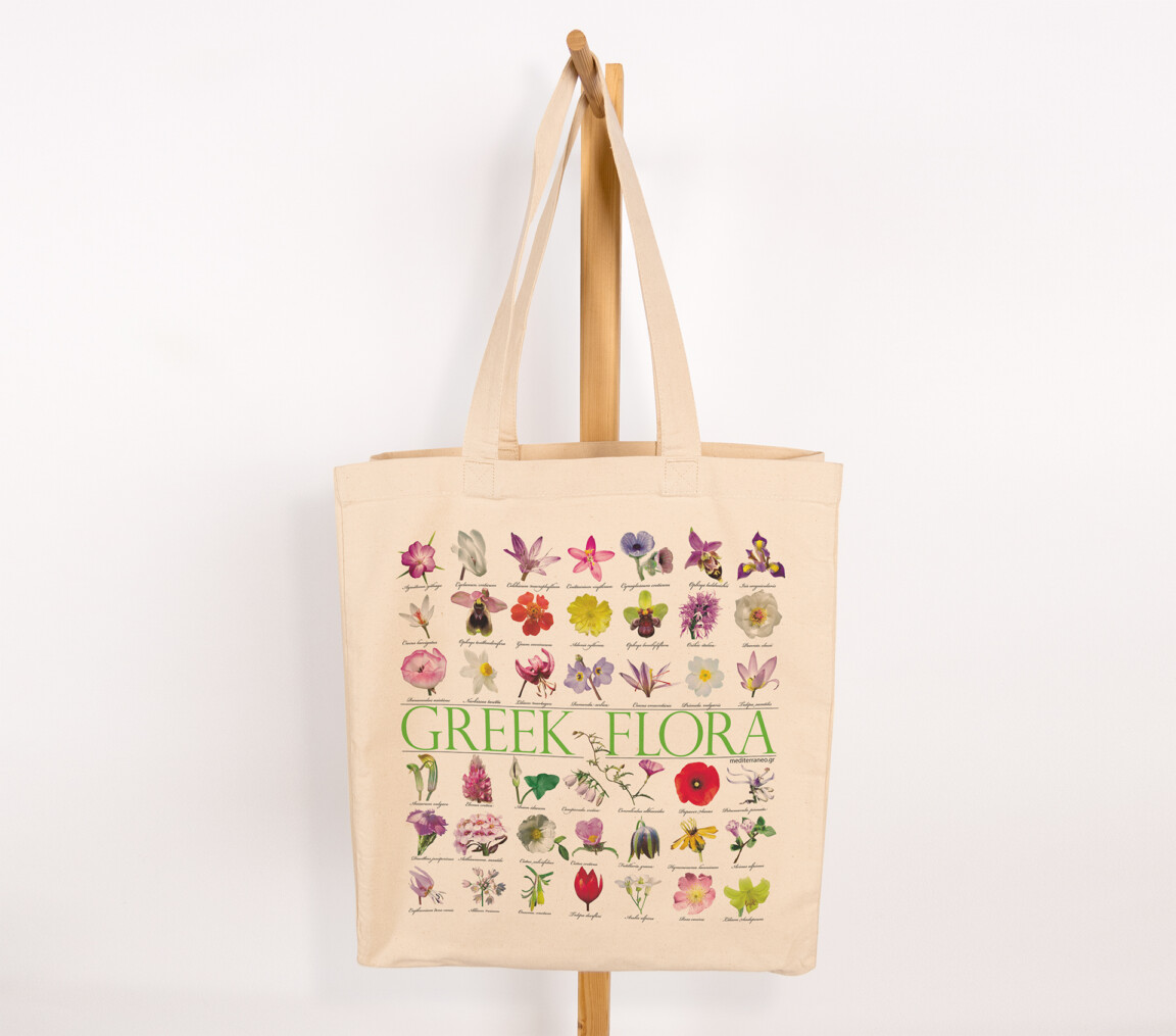 greek flora canvas bag