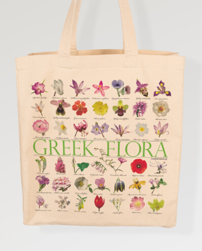 greek flora canvas bag