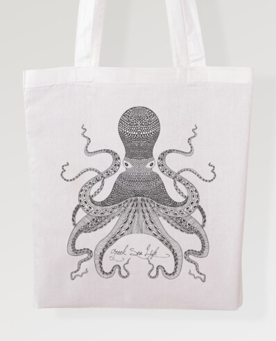 cotton bag greek sea life / octopus