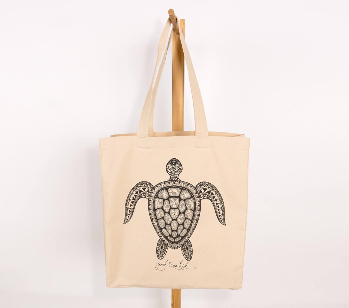 canvas bag greek sea life turtle