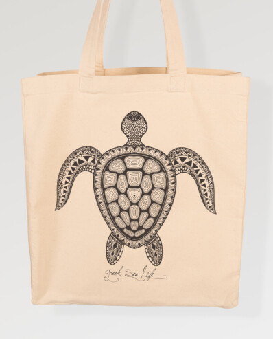 canvas bag greek sea life turtle