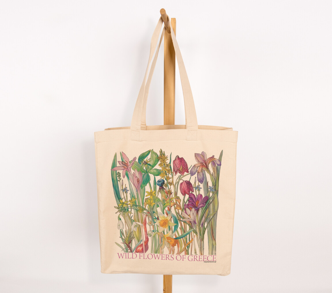 canvas bag wild flowers of greece