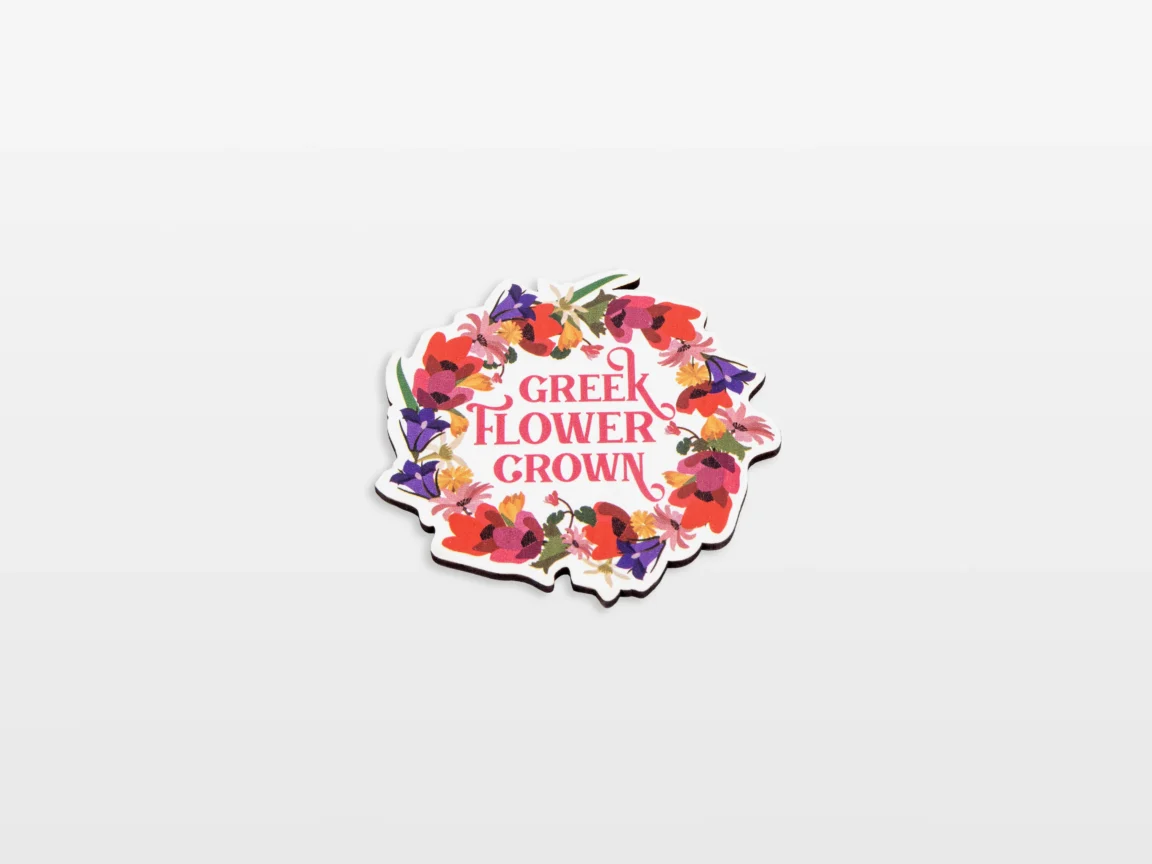 Colorful Greek flower crown sticker design.