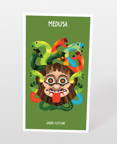 medusa postcard greek culture