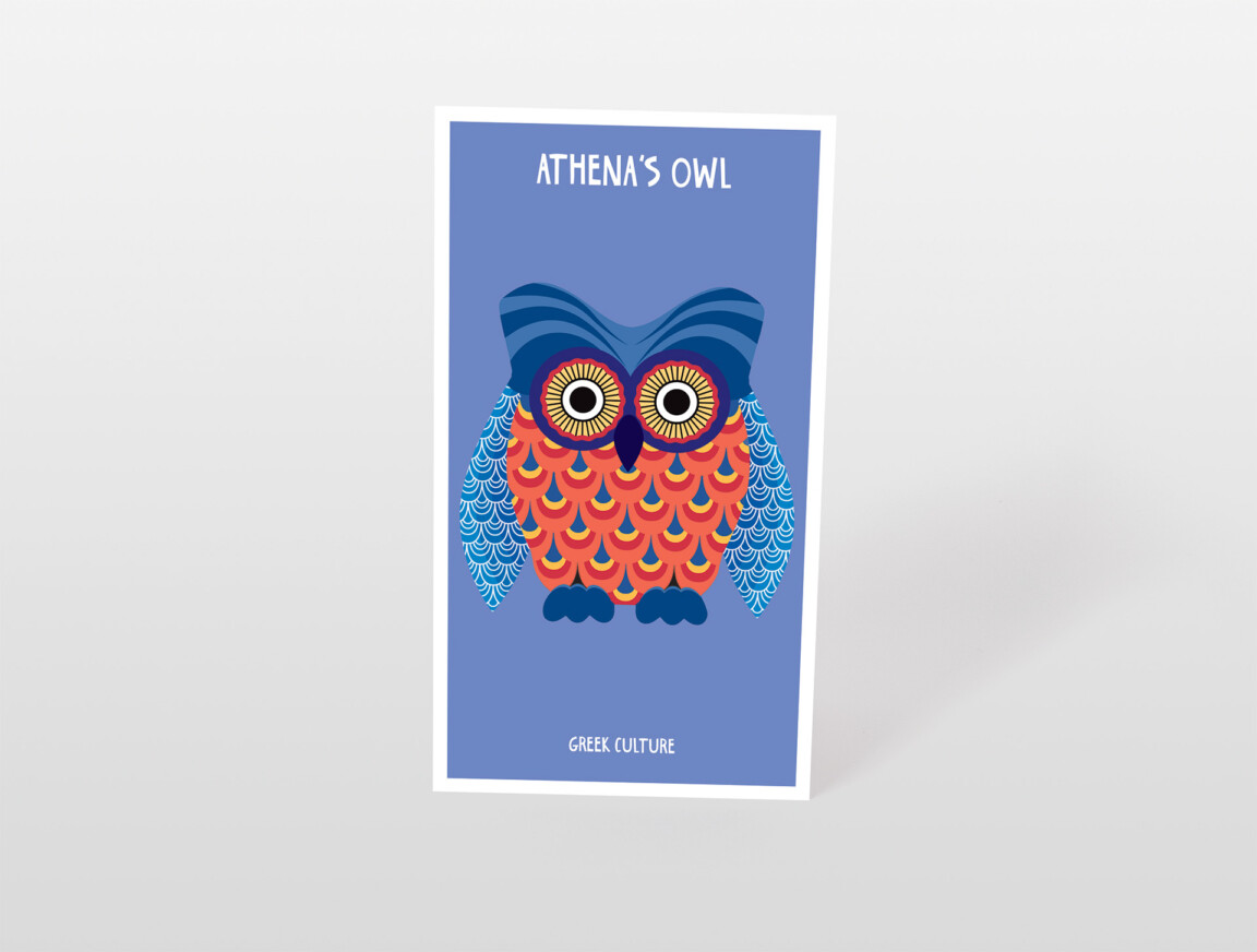 owl postcard greek culture