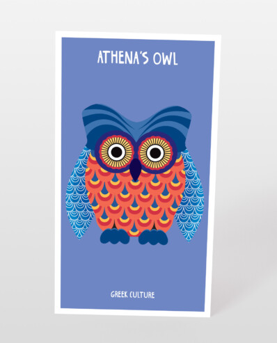 owl postcard greek culture