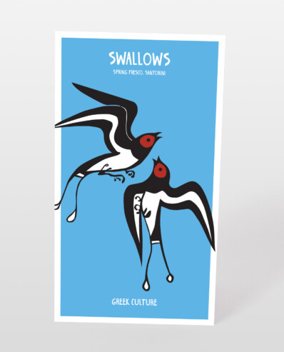 swallows postcard greek culture
