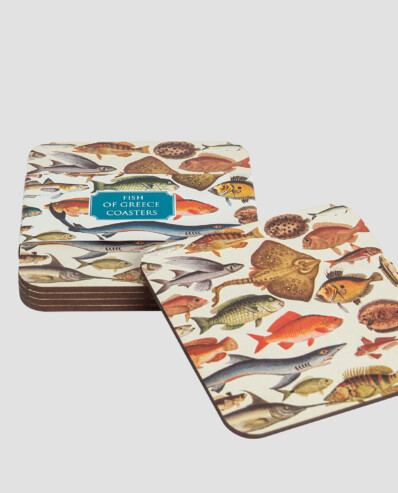 Fish-themed coasters with various species designs.