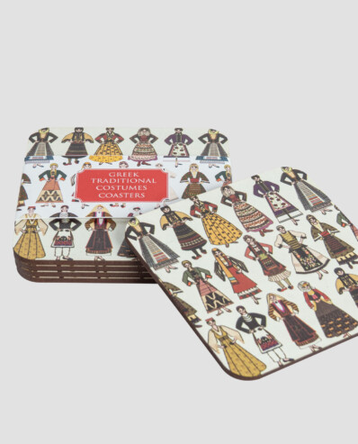 Greek traditional costumes illustrated coasters.