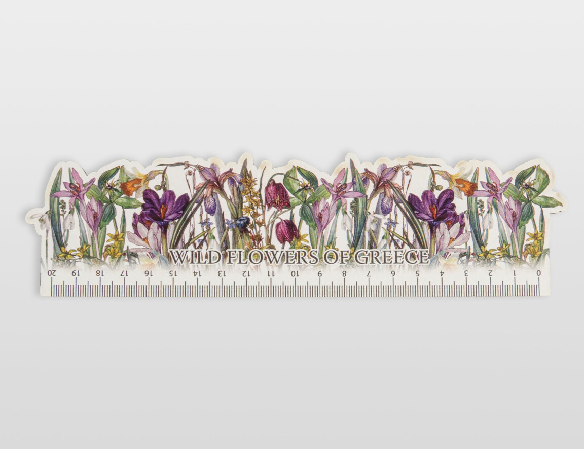 Wild Greek flowers wooden ruler