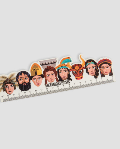Illustrated mythical characters on themed ruler.
