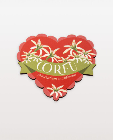 Floral "CORFU" decorative label design.