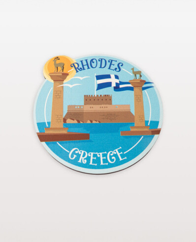 Illustrative Rhodes, Greece souvenir magnet design.